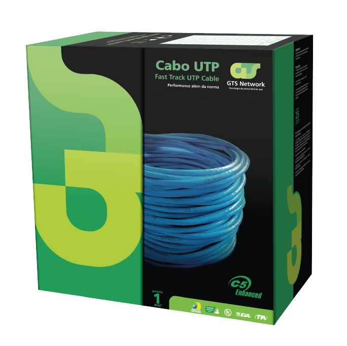 Cabo de Rede CAT5e Preto 100% Cobre Bluecom